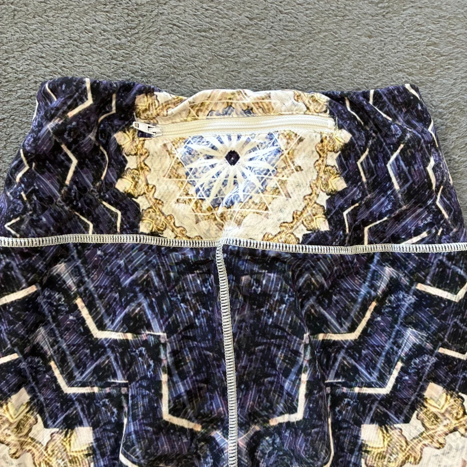 Leggings deportivos de yoga de tiro alto con estampado geométrico azul profundo Wolven para mujer talla S Foto 3 de 4