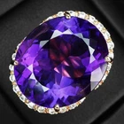 Pristine Vivid Violet Amethyst 21Ct 925 Sterling Silver Rose Gold Rings Size 6.5