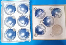 10 West Germany Kurt Adler Christmas Blue Glitter Winter Scene Glass Ornament