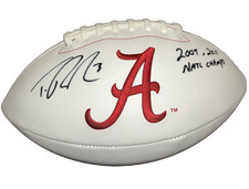 Trent Richardson Signed College Football w/ “09,11 Champs”  Rawlings Proof & JSA
