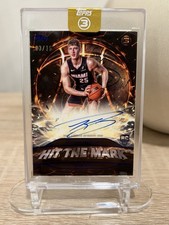 2025-26 Topps Three Hit the Mark Kasparus Jakucionis Blue Rookie Auto /15 Heat 