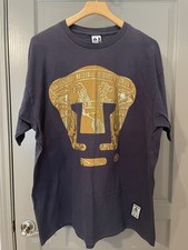 Rare Pumas UNAM 2011 XPERMA Blue Gold Graphic T-Shirt Mens 2XL Mexico Soccer