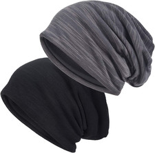 Lightweight Slouchy Beanie for Men Women, Oversize Thin Cotton Skull Cap Chemo C