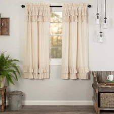 Simple Life Farmhouse Flax Ruffle Short Panel Set of 2 Natural 63x36" VHC Brands