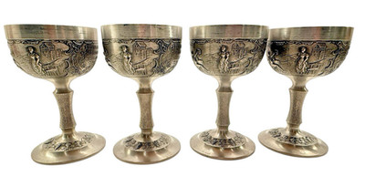 Frieling Zinn Set of 4 Pewter Goblet Keinen Tropfen Mehr im Becher Vic Man/Woman