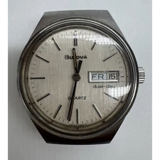 VINTAGE 1977 BULOVA ACCUTRON DUAL DAY QUARTZ WATCH PARTS/REPAIR Tuning Fork Mvmt