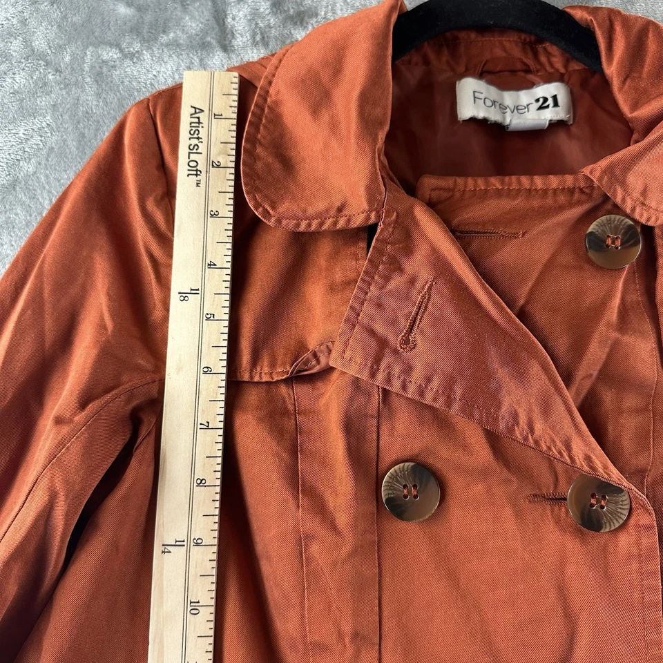 Forever 21 Pea Coat Women’s 4 Burnt Orange Flared Crop Swingy - Image 4 of 4