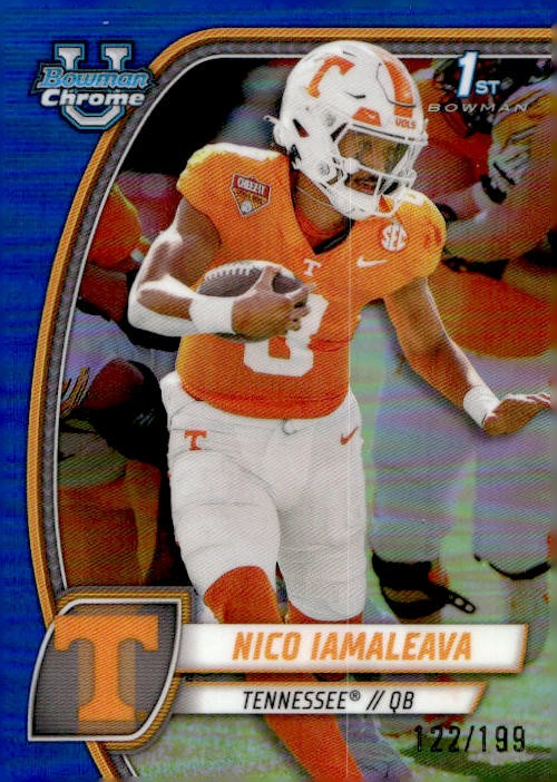 2024 Bowman University Chrome #139 Nico Iamaleava Blue Refractor #/199
