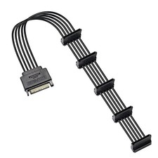 15Pin SATA Male to 5 x 15 Pin SATA Female Hard Drive Power Right Angle Splitt...