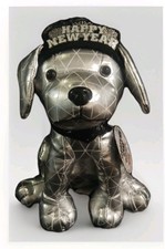 2023 RAISING CANES RESTAURANT HAPPY NEW YEAR STUFFED DOG PUPPY SILVER SMALL 8"