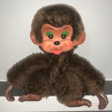 Vintage Monchhichi Style Hard Face Monkey Plush 1960s 1970s musty Toy 