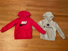 Pair Boys Size 5/6 Hooded Sweatshirts Nike and Champion