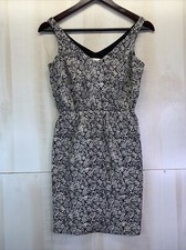 LOFT Petites Women’s SZ 00P Black/Ivory Floral Print V Neck Strapless Dress