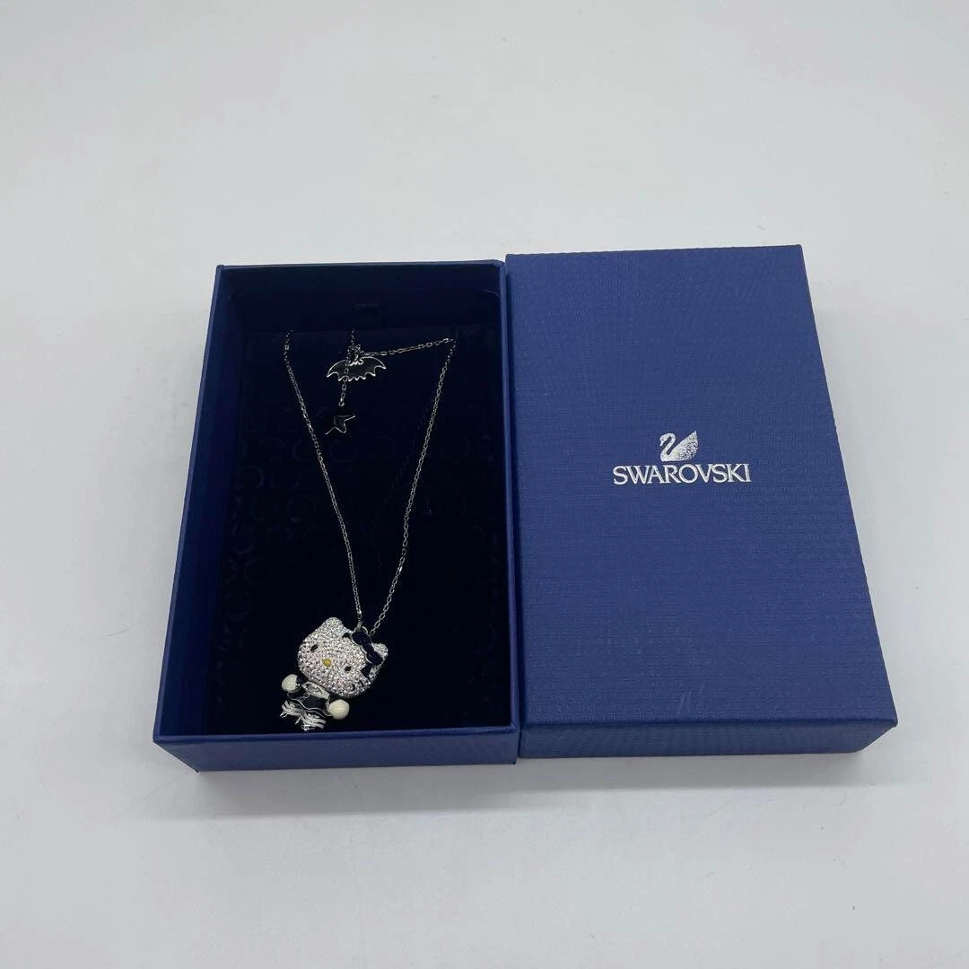 Hello Kitty Swarovski silver Necklace Kitty is Devil With Box | eBay