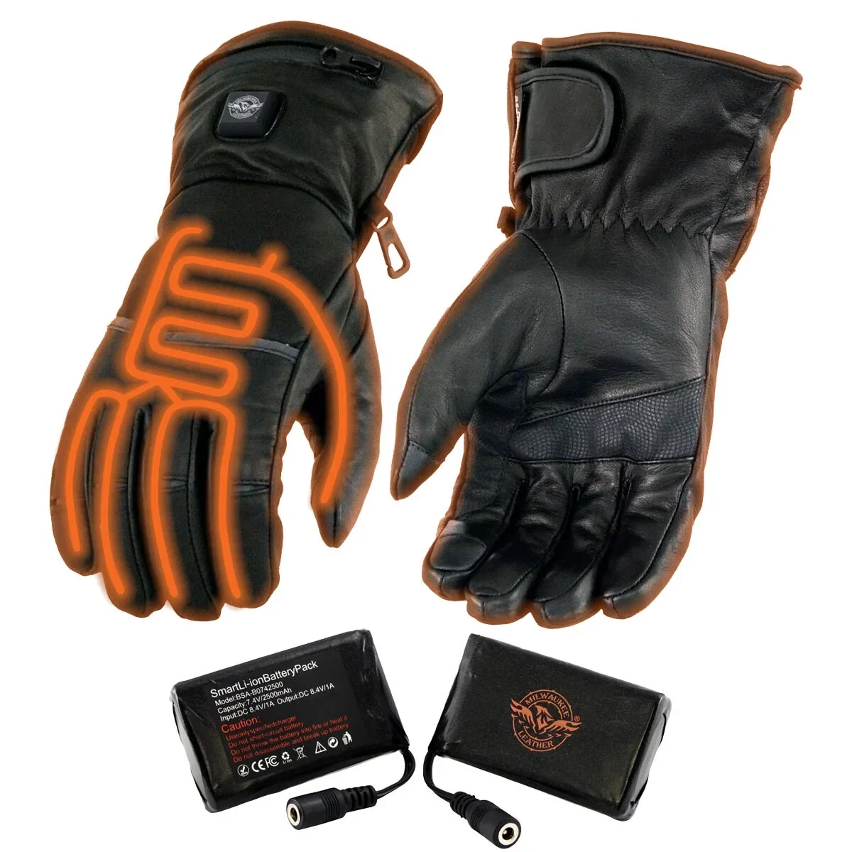 Milwaukee Leather 7713 Women's Black 'HEATED' Waterproof Leather Gauntlet Gloves