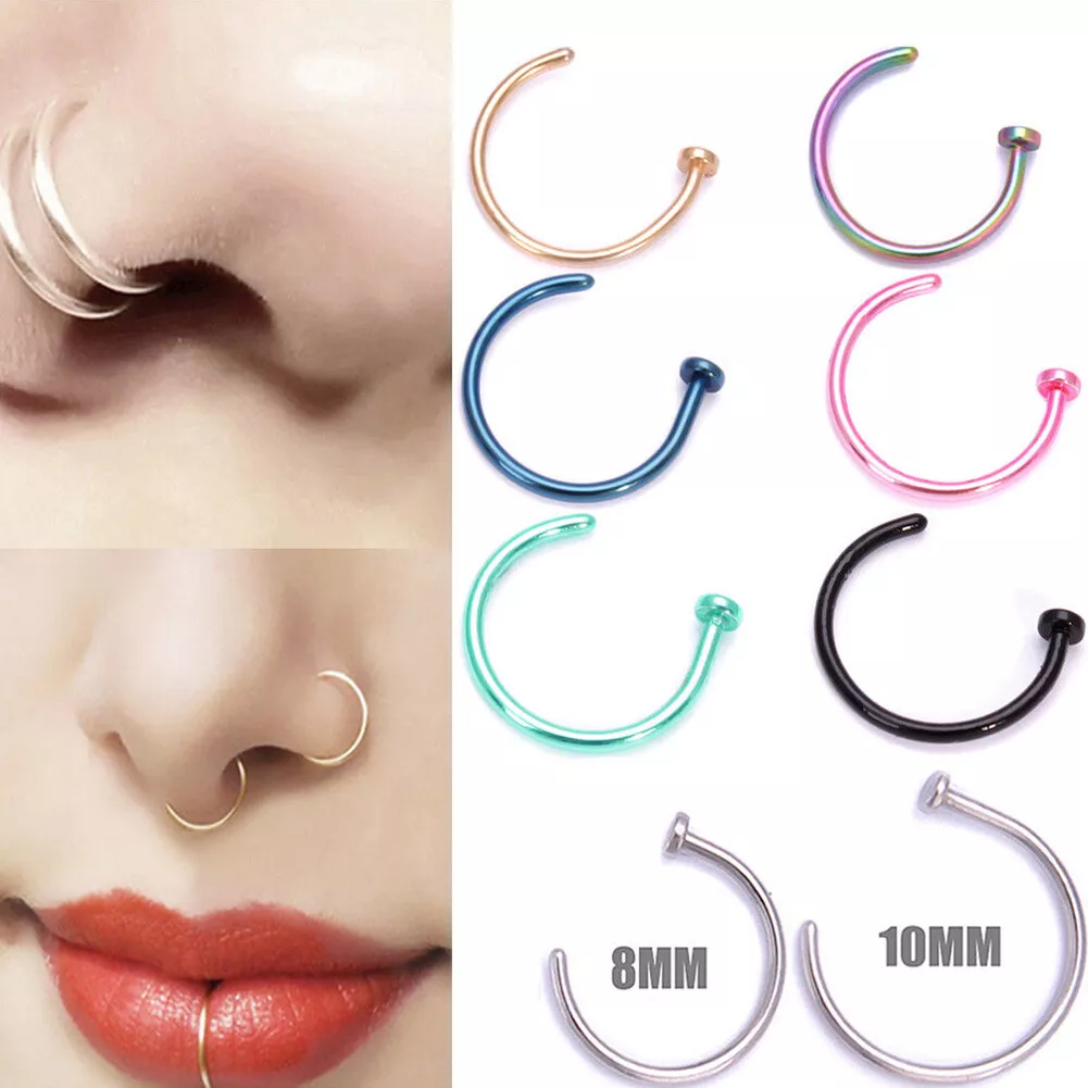 Buy FAKE NOSE RING, Faux Nose Hoop, Fake Piercing, No Piercing Needed, Opal  Gem-stone Online in India - Etsy