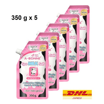 5 x A BONNE' Spa Milk Salt Moisturizing Whitening Skin Scrub Brightening 350g