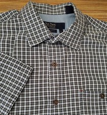 NAT NAST Limited Y2K Men's Lounge Shirt Bowling Club Black Blue Plaid Large SIlk