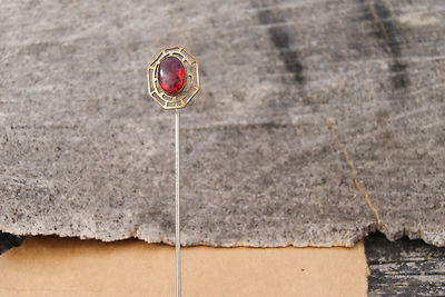 ANTIQUE RUBY RED ROUND VICTORIAN VINTAGE ART DECO HATPIN OLD ESTATE FIND HAT PIN