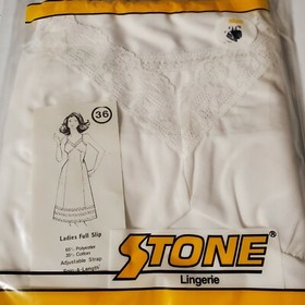 New Vintage STONE Apperial FULL SLIP Size 36 M USA Adjustable Snip A Length 01