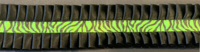 1&1/2'' PLEATED BLACK SATIN FABRIC TRIM FLUORESCENT  ZEBRA CENTER 7 YARDS