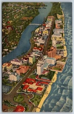 Postcard Gold Coast, Aerial View, Miami Beach Florida Unposted