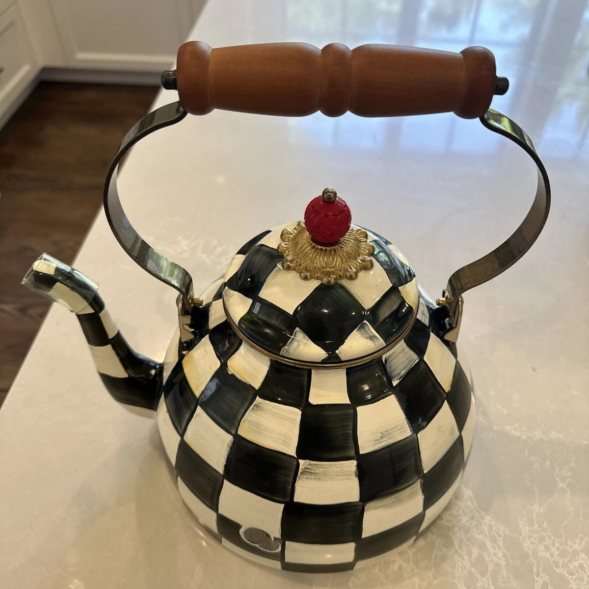 MacKenzie-Childs 2-Qt. Courtly Check Enamel Tea Kettle