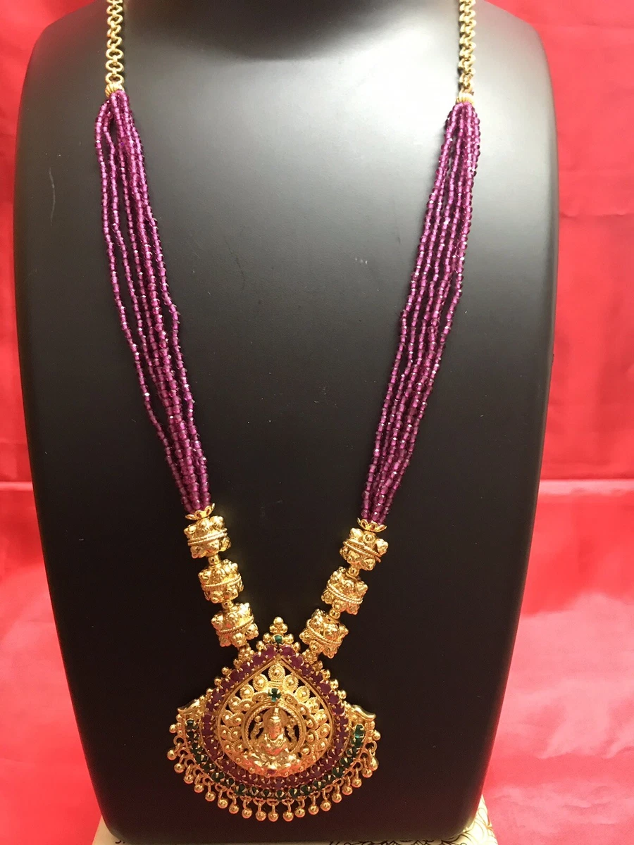 Indian Imitation Jewellery Bridal Gold Pink Bead Mungalsutra