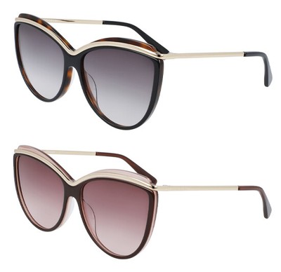Longchamp Women's Rounded Cat Eye Sunglasses w/ Gold-Tone Brow - LO676S