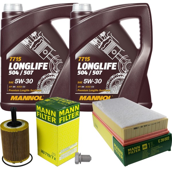 Mann Inspektionspaket 10L Mannol Longlife 504/507 5W-30 FüR VW Touareg 2.5 R5-image