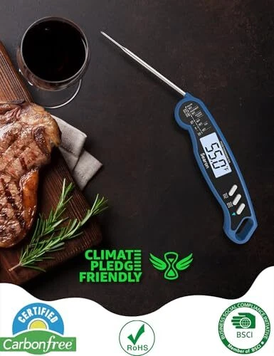 Meat Thermometer,Calibration Feature Digital Food Thermometer Blueberry Color