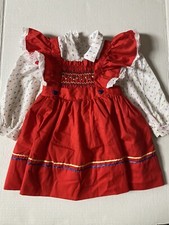 Vintage Toddler Girls Polly Flinders Hand Smocked Dress Size T2