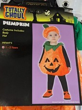 Totally Ghoul Infant Pumpkin Halloween Costume Body Hat Size 1-2 Years