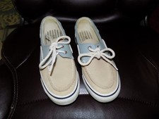 Sperry Top-Sider Brown Blue Canvas Sneakers Size 6.5 Women's EUC