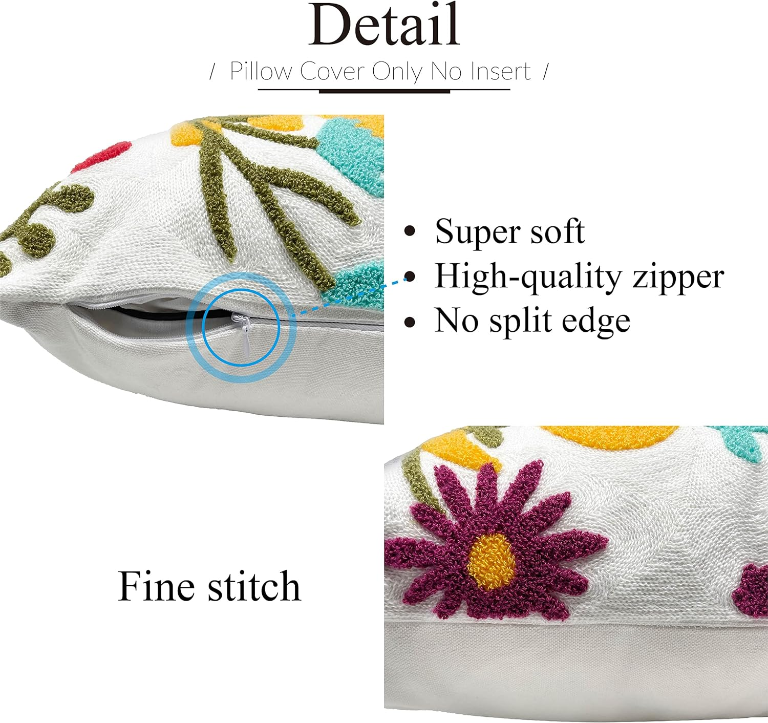 Home Tufted Throw Pillow Covers 18X18 Blue Leaf Floral Decorative