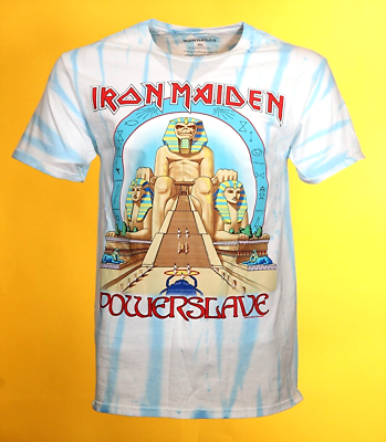 Iron Maiden Powerslave Blue Tie Dye Short Sleeve T-Shirt Size: M