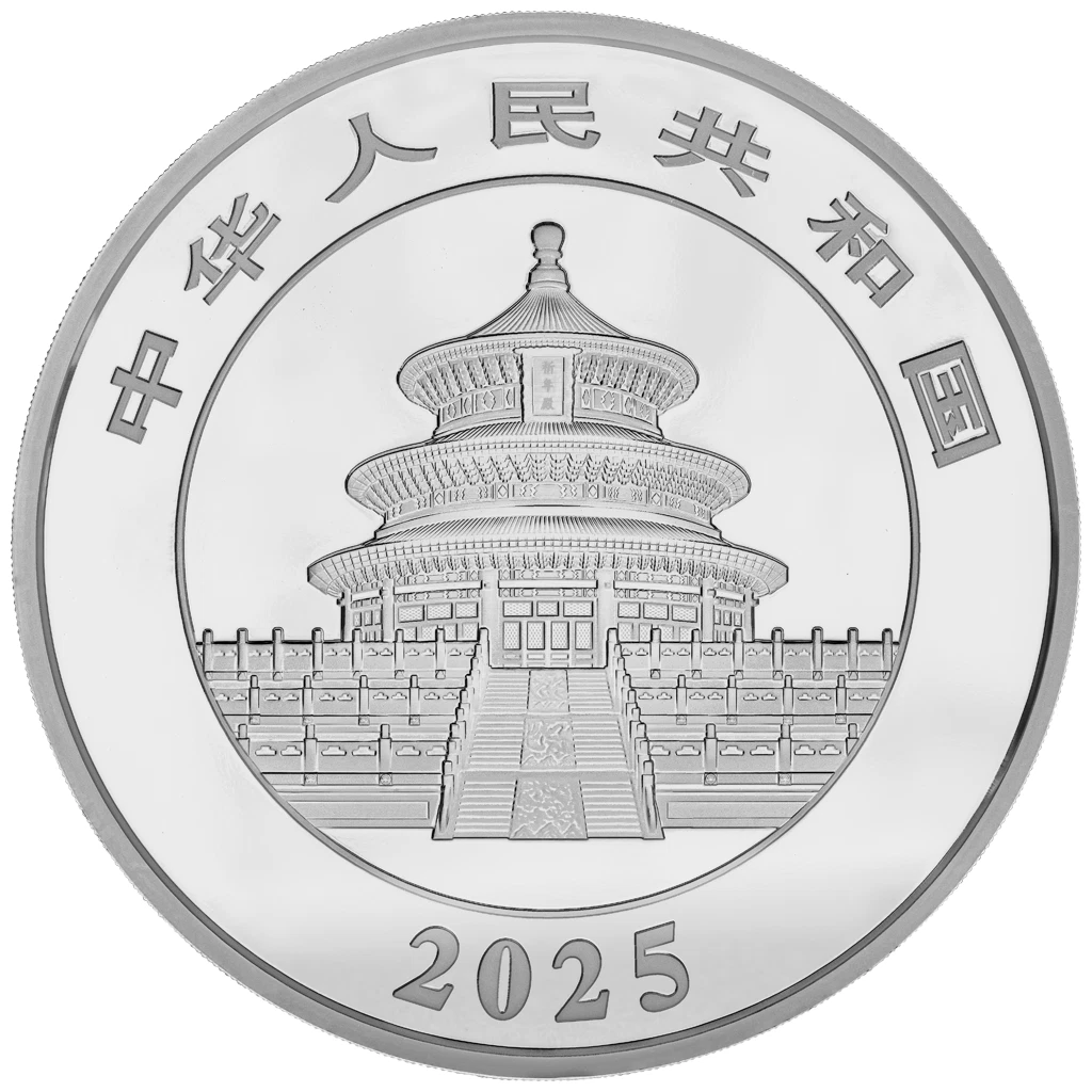 Silbermünze 1kg China Panda 2025 - im Etui - Polierte Platte