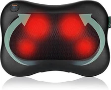 Portable Massage Pillow Neck and Back Massager with Heat,Deep Tissue 3D Kneading