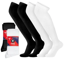 4 Pairs of Over the Knee Non-Binding Cotton Diabetic Neuropathy Socks Black a...