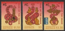 Christmas Island 2025: Lunar New Year of the Snake.  Design set of 3 Stamps MNH