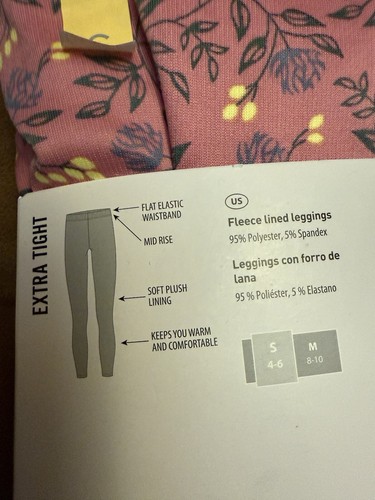 Leggings donna Serra nuovi foderati in pile peluche taglia small malva vita media - Foto 4 di 4