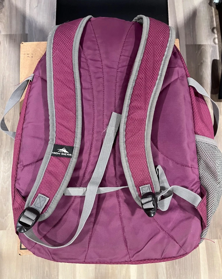 Mochila High Sierra RipRap púrpura acolchada trasera soporte para computadora portátil senderismo escuela Foto 2 de 4
