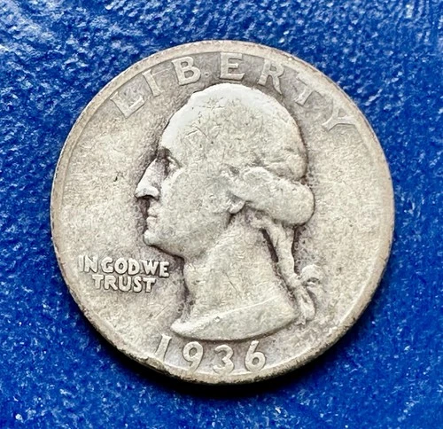 1936-D Washington Quarter. 90% Silver. F-VF Condition. Charity Auction. ￼