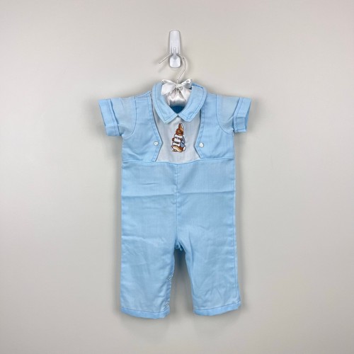 Vintage Thomas Beatrix Potter Peter Rabbit Blue Coverall Romper 3-6 Months