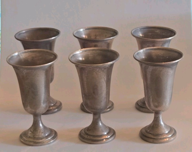 Set of 6 Vintage Weighted Sterling Silver Cordial Glasses - MCM Liqueur Stemware