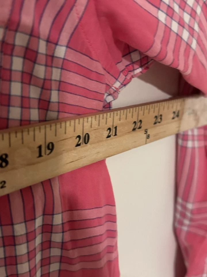 J McLaughlin Hombres Rosa Blanco Cuadros Manga Larga Abotonada Talla A Foto 3 de 4