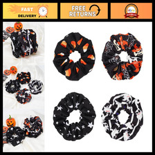 Spooky Halloween Pumpkin Hair Scrunchies - Elastic Ponytail Holders for Women