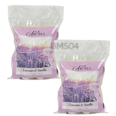 2 Packungen mit 20 True Aroma Duftteelichtern Vanille und Lavendel 