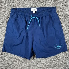 Disney Parks Mens Size Large Mickey Mouse 7  Swim Trunks Navy Blue Shorts Cruise