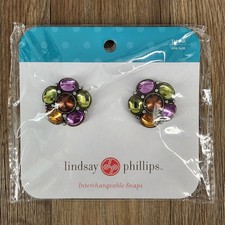 Lindsay Phillips Interchangeable Snaps Paola Multi Color Gem Flower Accent